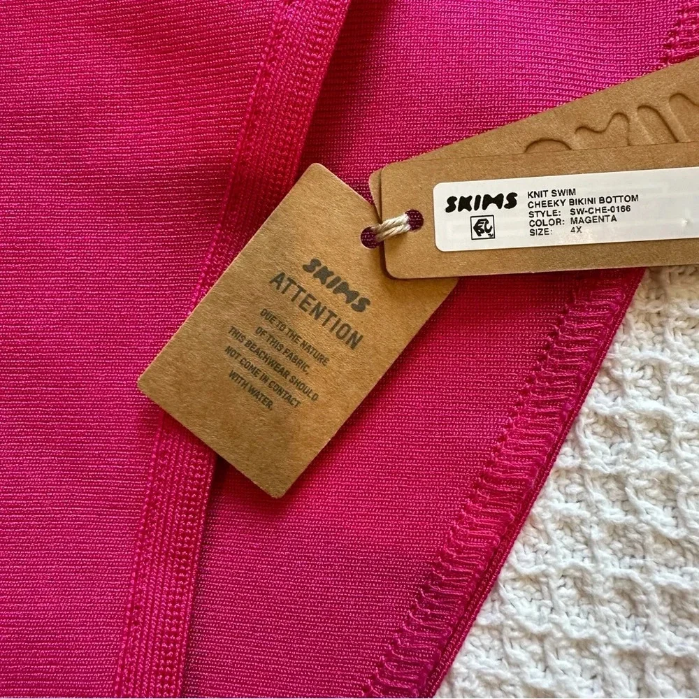 NWT SKIMS Knit Swim Cheeky Bikini Bottom size 4X Magenta Pink style SW-CHE-0166